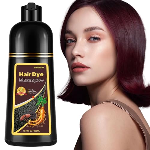 Natural Dark Wine Red Hair Dye Shampoo 3-in-1