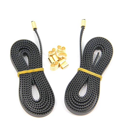 Zeberoxyz 2Pcs Gt2 Black Open Timing Rubber Belt Length 1.2Meter Width 6Mm With 8Pcs Copper Buckle For Ender3 Ender5 Cr10 3D Printer (Open Belt) #TOP2