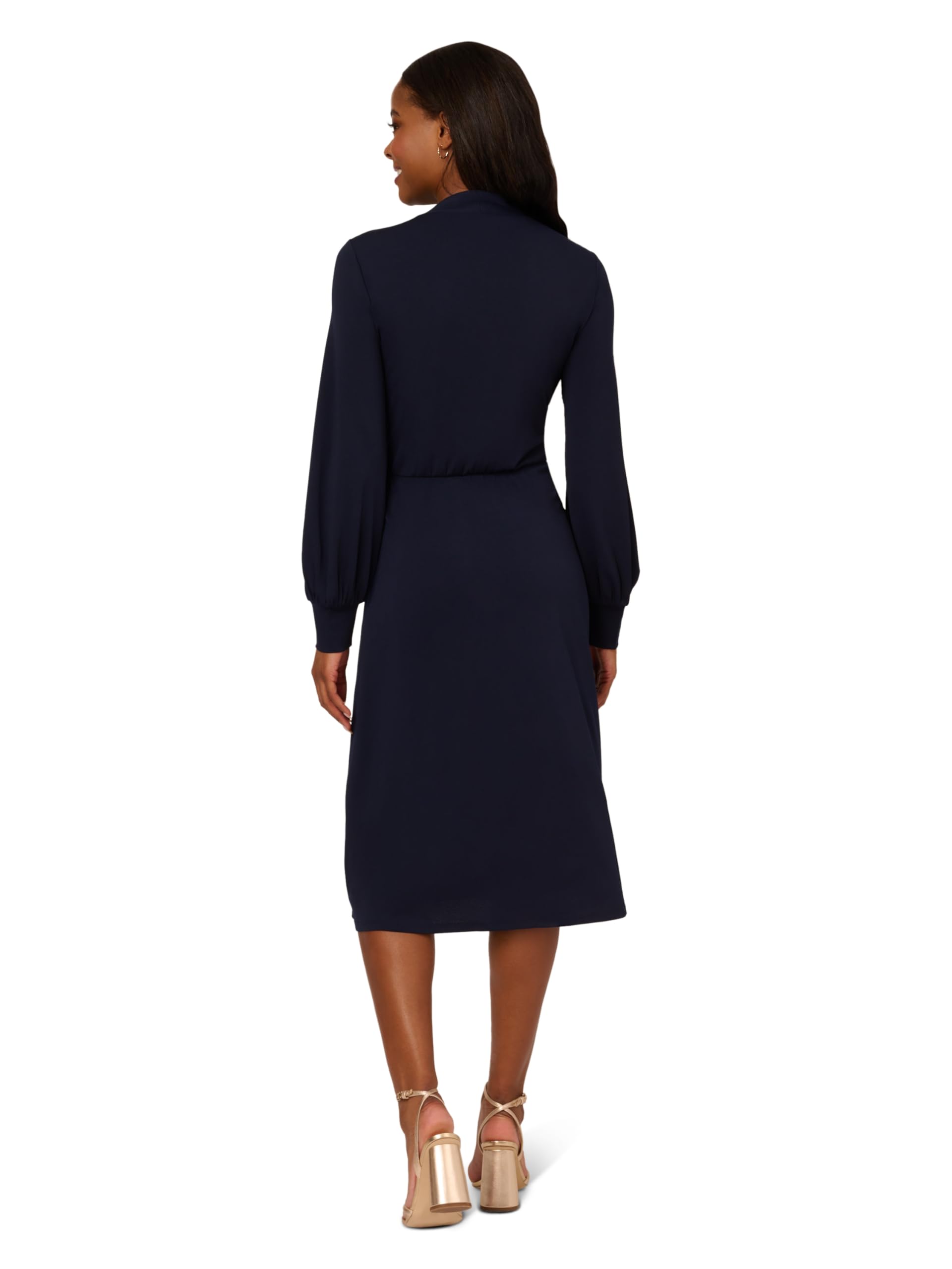 knee length dresses for ladies Crepe Popover Midi Dress with Fringe Trim in Ivory main image 0