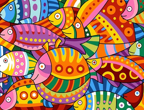 Canevas Colored Fishes signé Margot : broderie d'art et tapisserie haut de gamme