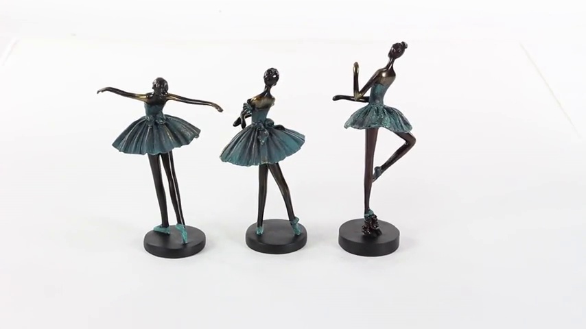 Set de 3 esculturas decorativas bailarina 6x4x12 in miniatura 7