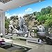 MAZF Fototapeta niestandardowa klasyczny chiński styl Rockery Wodospad Tło ściana mural salon TV sofa wystrój domu pokrycie ścienne 300 cm (szer.) x 250 cm (wys.)