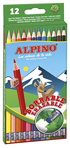 Alpino AL013654 - Estuche 12 lápices borrable, Única