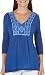 OneWorld Women's Petite 3/4 Sleeve Solid Oil Wash Top with Applique