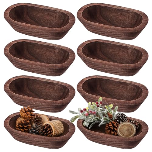 Molain 8 Pack Wooden Dough Bowls, Solid Rustic Wood Bowls for Candle Centerpiece Handcrafted Decorative Bowl Farmhouse Decor Wedding DIY Table Display 9.3x5.5x1.96in