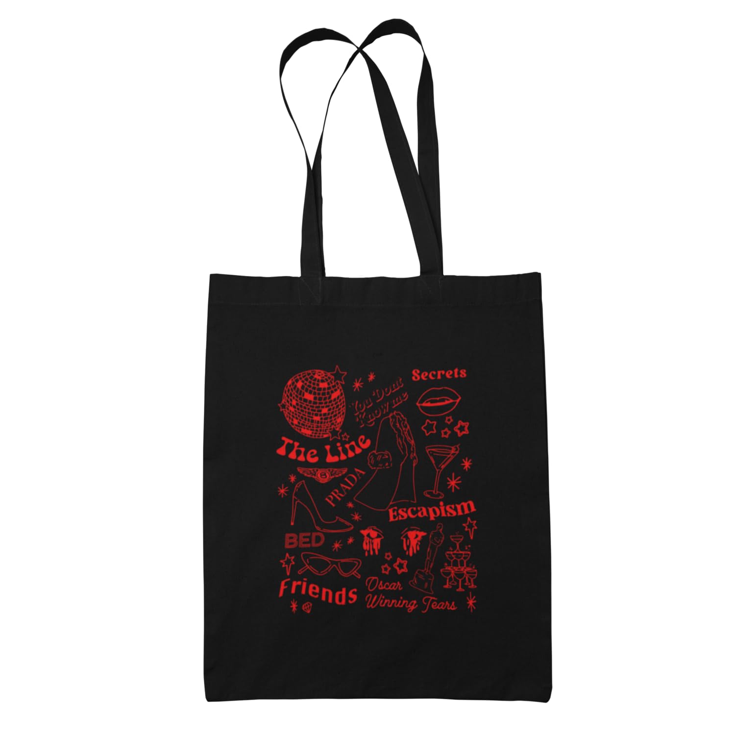Willow Gifts Raye Doodle Tote Bag - Pop Blues Mother Nature Worth It Weekend Ice Cream Escapism Carrier Shopper Shopping Bag (Black)