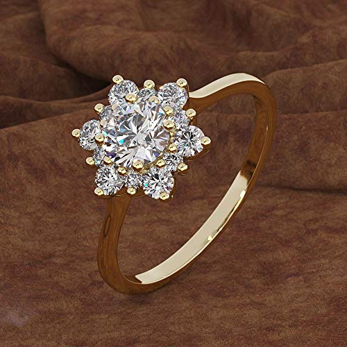 14K Gold Plated Shiny Snowflake Halo CZ Engagement Rings for Women's,Diamond Flower Cubic Zirconia Wedding Bands Promise Ring Jewelry Gift for Her Size 10#2