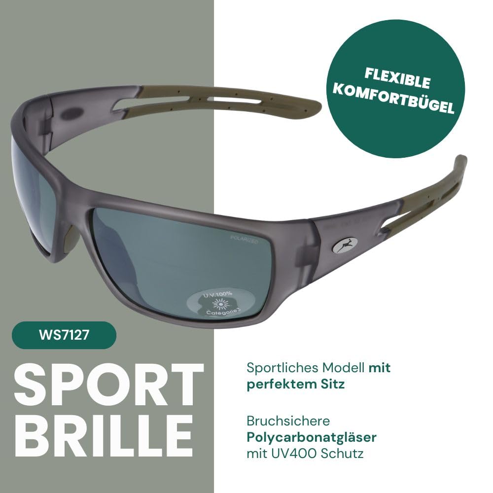 Gamswild WS7127 Sportbrille Sonnenbrille polarisiert Fahrradbrille Skibrille Mode Brille Damen Herren Unisex | grau | schwarz| blau |