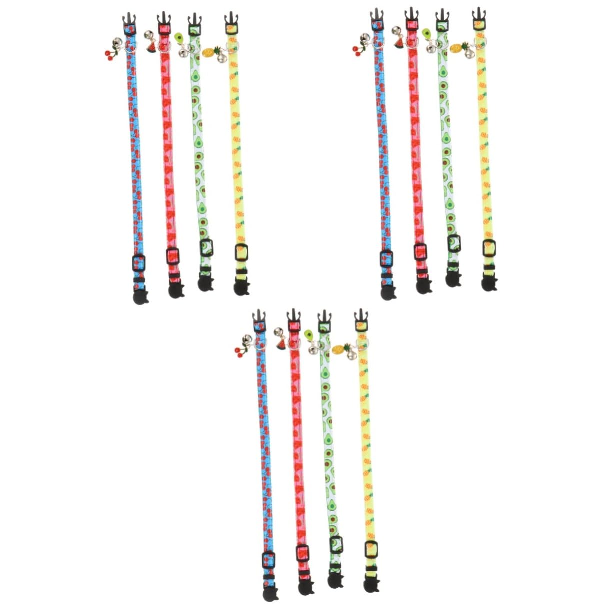 Happyyami 12pezzi Collari Per Gatti Regolabili Con Campanello Set Di Collari Stile Frutta Avocado Ananas Anguria Per Cani e Gatti Colori Vivaci e Comfort Ottimale