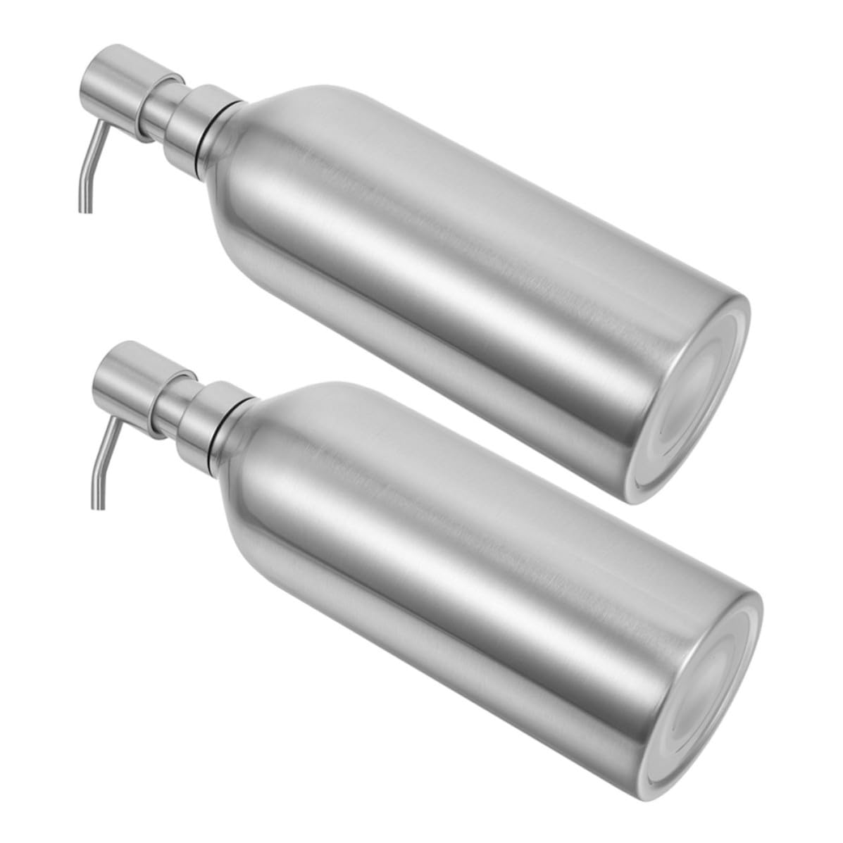 FRCOLOR 2 Piezas Dispensador de Jabón Recargable, Dispensador de Loción, 700ml, Acero Inoxidable Plata, Bomba Ergonómica, para Jabón Líquido, Champú y Gel de Ducha, Hogar y Hotel