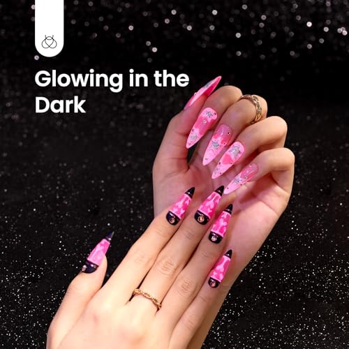 Image of Beetles Hot Pink Gel Nail Polish - Luminous Pink Gel Polish 15ml Glow in the Dark Pink Summer Soak Off Uv LED Nail Lamp Nail Art Manicure Salon DIY Home Gift for Women Girls