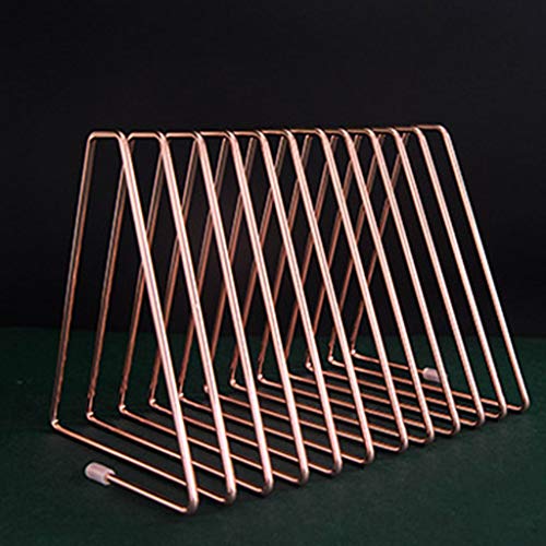 Support de livre en fer forgé triangle à 11 grilles étagère rétractable or rose