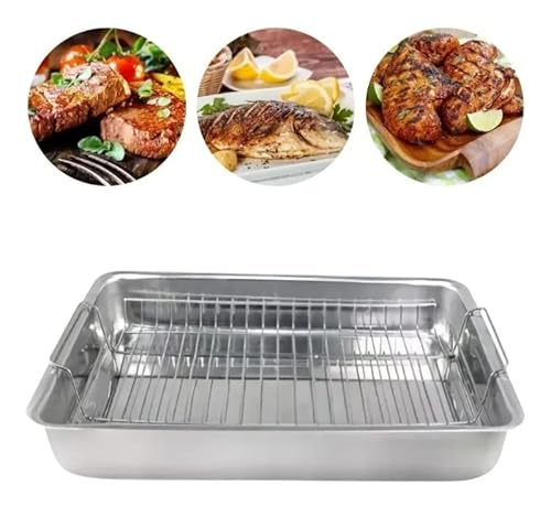 Forma Assadeira Com Grelha Retangular Alta Grade Inox C/alça