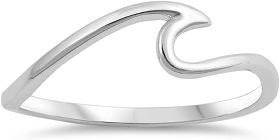 Wave Sea Ocean Thin Swirl Thumb Ring New .925 Sterling Silver Band Sizes 2-13