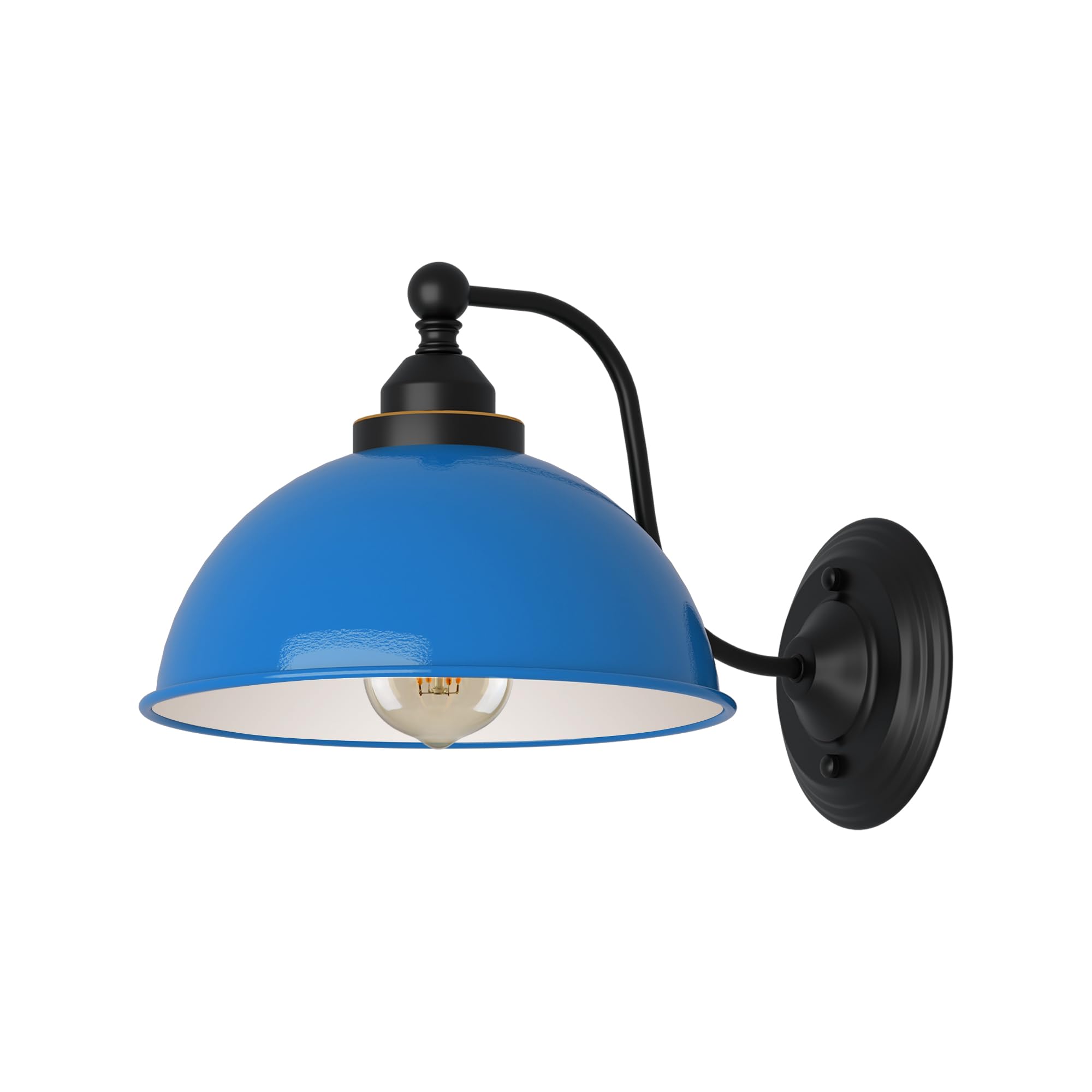 Vintage Industrial Wall Sconce, Blue Metal Barn Light Fixture with E27 Base, Retro Wall-Mounted Lamp for Bedroom, Living Room, Kitchen, and Hallway – Easy Installation & Space-Saving Design (blue)