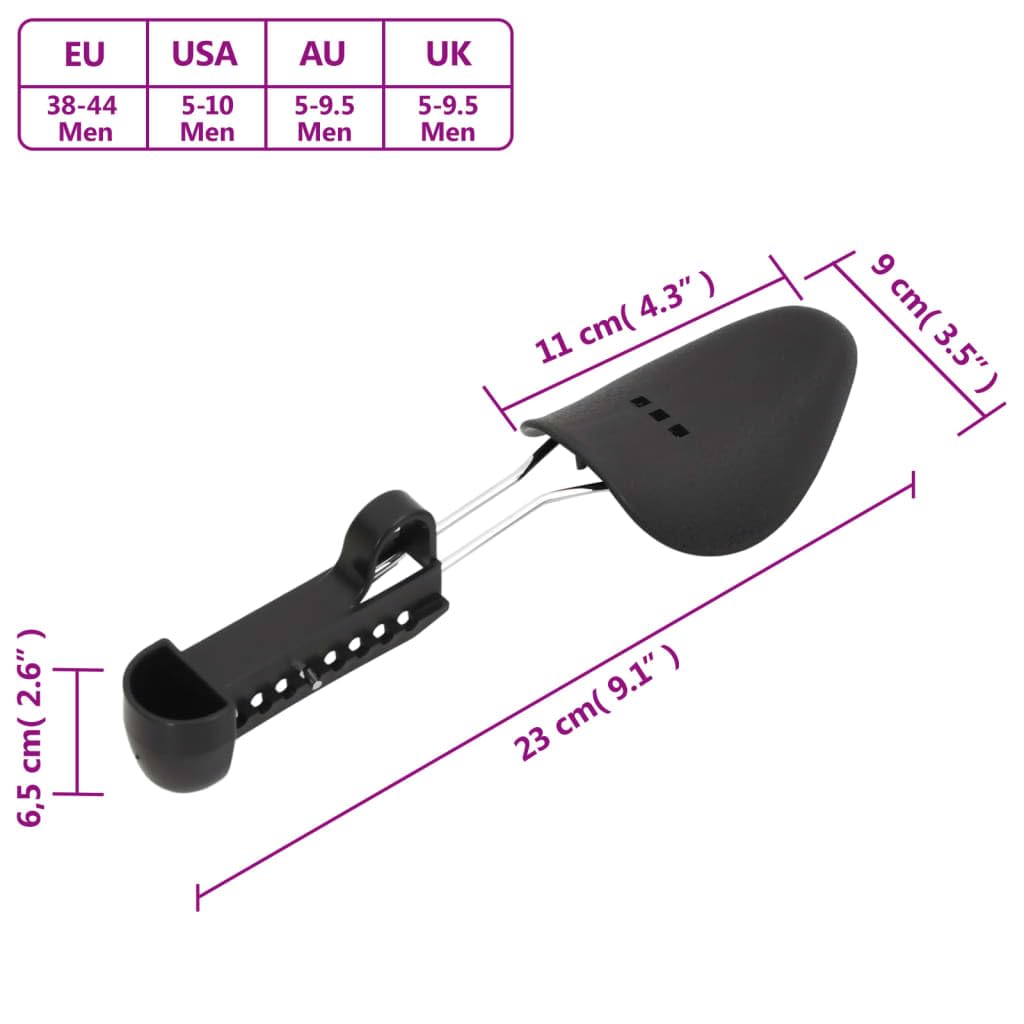 5 pares de hormas de zapatos negras EU 38-44 de plástico y hierro, moldeador de zapatos ajustable para hombre, tensor de botas y cuidado del calzado contra arrugas, soporte para moldear piel y zapatos