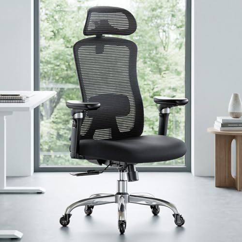 Marsail Ergonomic Office Chair with 6D Armrests Ergonomic Chair with 3D Adjustable Headrest Slide Seat Lumbar Support and 4-Position Tilt Lock Big and Tall Office Chair with 330 lbs Capacity