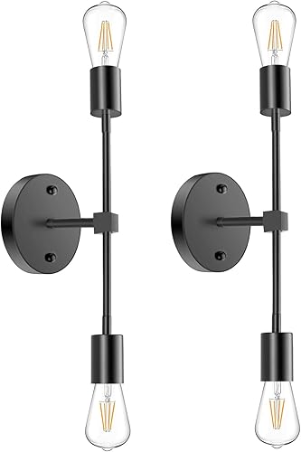 Umtozz Paquete de 2 luces de tocador de baño de 2 luces sobre el espejo, moderna luz negra para espejo, apliques de iluminación de pared para