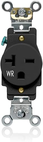 Miniatura 1 de Leviton W5461-E - Salida de receptáculo individual, resistente a la intemperie, 20 amperios, 250 voltios, grado de especificación industrial de