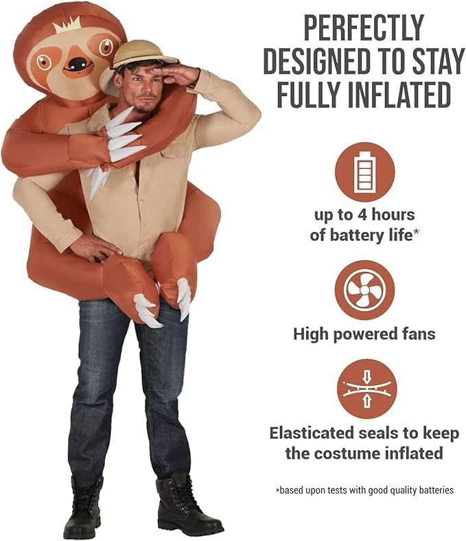 Morph Hugger Inflatable Sloth Costume for Adults, Funny Blow Up Sloth Outfit, Unique Inflatable Costumes for Parties - Image 4