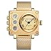 Produktbild Herren Quarz Elektronische Doppelanzeige Armbanduhren Persönlichkeit Quadratische Platte Mit Tabelle Automatisches Datum Herrenuhr Armband Volles Gold