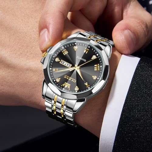Image of OLEVS Mens Watches Analog Quartz Original Perfume Watch for Man Diamond Stainless Steel Waterproof Calendar Stylish Business Men's Branded Watches