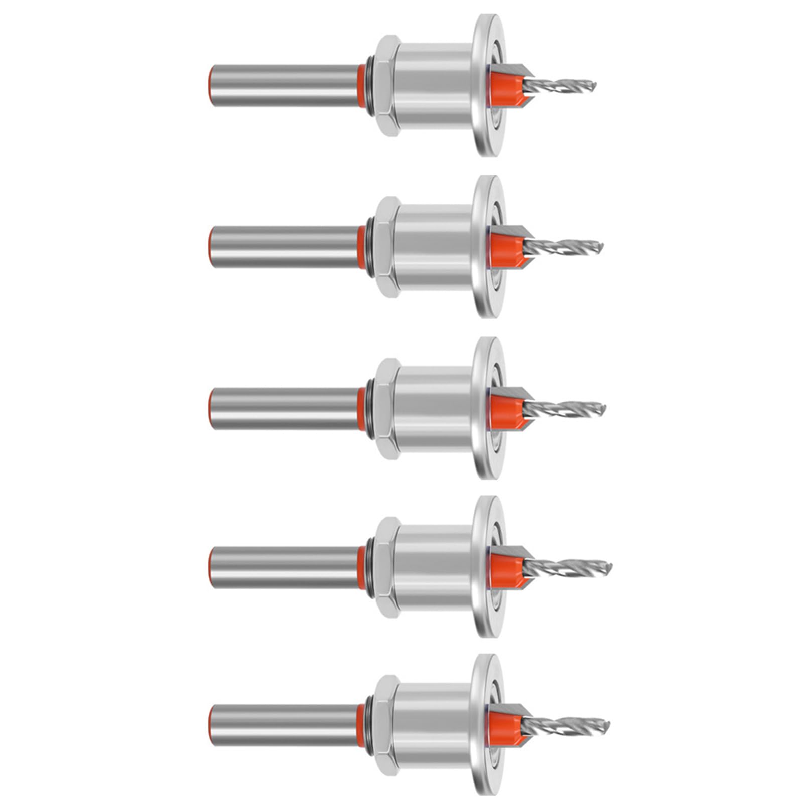 5Pcs Adjustable Depth Stopper Countersink Drill Bit Limit Taper Hole Drill for Efficient Wood Drilling and Chip Removal Tapping Screw