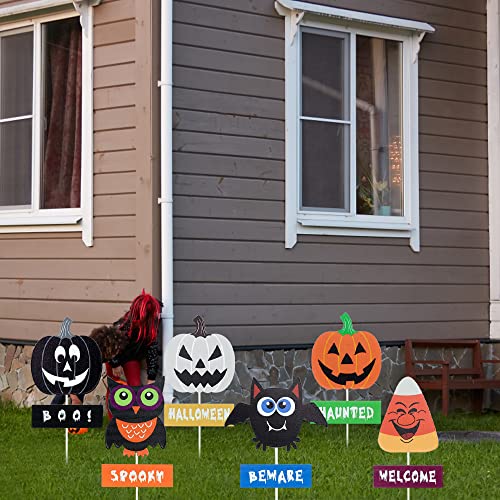 Yeahome Halloween Decorations Outdoor, 6 Pack Decorative Garden Stakes With Owl Candy Corn Pumpkin Sign Halloween Decor, Metal Yard Sign For Home Garden Yard Lawn Decorations #TOP6