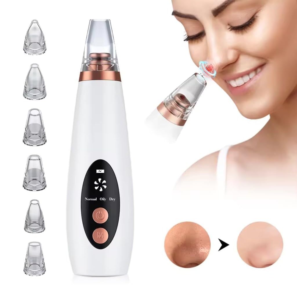 NIYANETAIL 6-in-1 Derma Suction Blackhead Remover Machine | Electric Pore Vacuum Cleaner for Face | Rechargeable Skin Care Tool for Women & Men | Personal Facial Cleansing Device 3