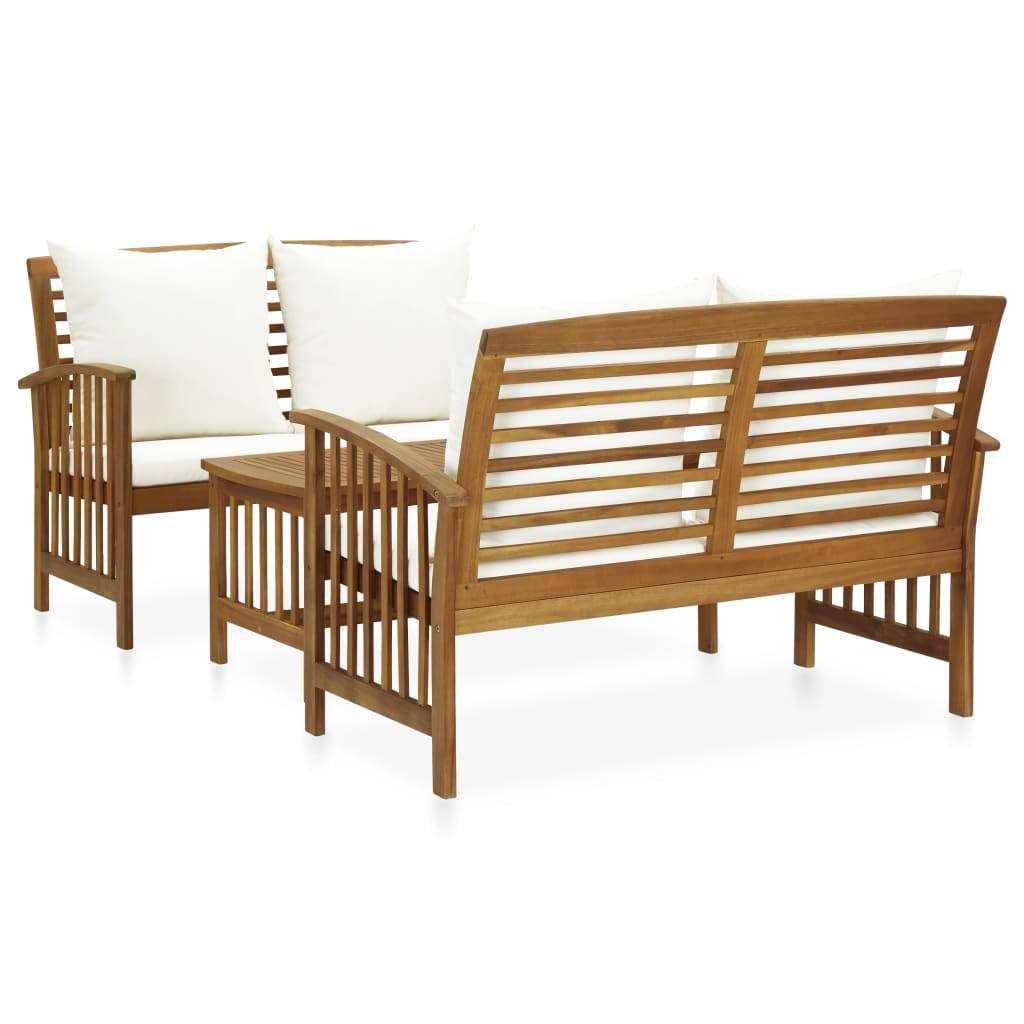 vidaXL Set Divani da Giardino 3 pz con Cuscini in Massello di Acacia