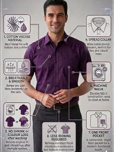 Image of Appel Touch Men's Cotton Blend Formal Shirt Half Sleeves