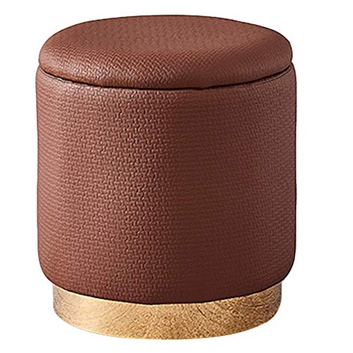 GBYAGECZ Puff otomano Redondo de Terciopelo Vintage con Espacio de Almacenamiento, Elegante Taburete para Sala de Estar o Dormitorio, tocador tapizado, reposapiés para Cambiar Zapatos con Tapa, marró