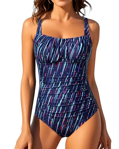 Image of Aqua Eve One Piece Bathing Suit for Women Tummy Control Swimsuit Slimming Vintage Swimwear