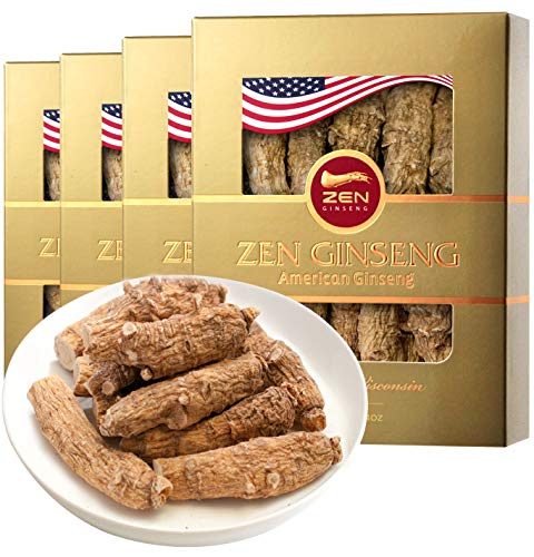 Big Saving Deal for Immune Support  Half Short Large American Wisconsin Ginseng Root (4oz per Box/Total 4 Boxes) Performance & Mental Health for Men & Women /