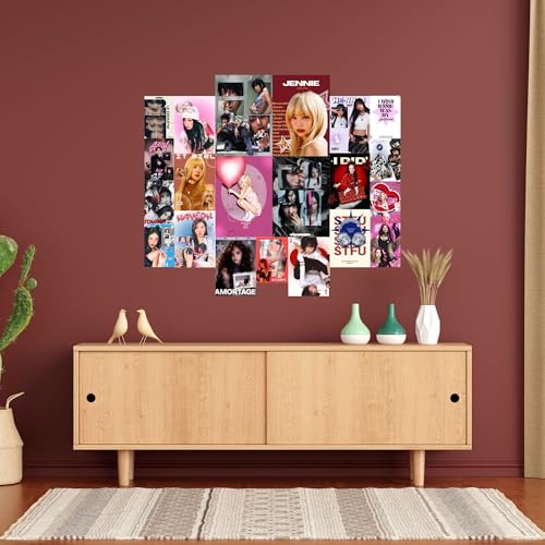 Image of Yellow Town India GILRIES OF K-POP Poster Kit | Set of 21 Multi Sized K-POP Posters | Korean Girl Band Pink Wall Collage Kit | Free Wall Friendly Adhesive | 300 GSM Unframed