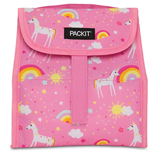 Image of PackIt Freezable Lunch Sack, Unicorn Print, Built with EcoFreeze Technology, Foldable, Reusable, Ideal for Lunches, School Lunches, and Fresh Meals On the Go