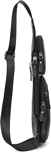 Miniatura 2 de QAZWSXE Mochila cruzada de cuero para hombres y mujeres, viajes, deportes al aire libre