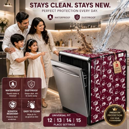 Image of Dishwasher Cover for 12 to 15 Place Setting | Water-Resistant Dustproof Zip Cover | Universal Fit Compatible with Bosch, LG, IFB, Hafele, Faber & More | 63 x 63 x 88 cm | Design 2