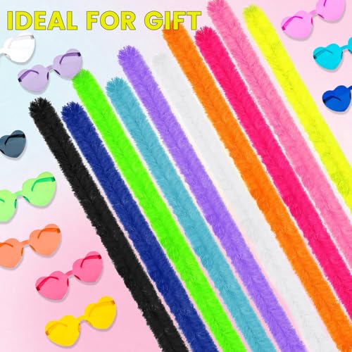 Image of 60Pcs /30Set 4.6ft Feather Boas and Heart Sunglasses