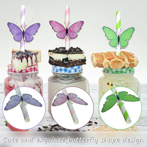 Pitillos de papel decorativos Ouliget 40 piezas verdes miniatura 5