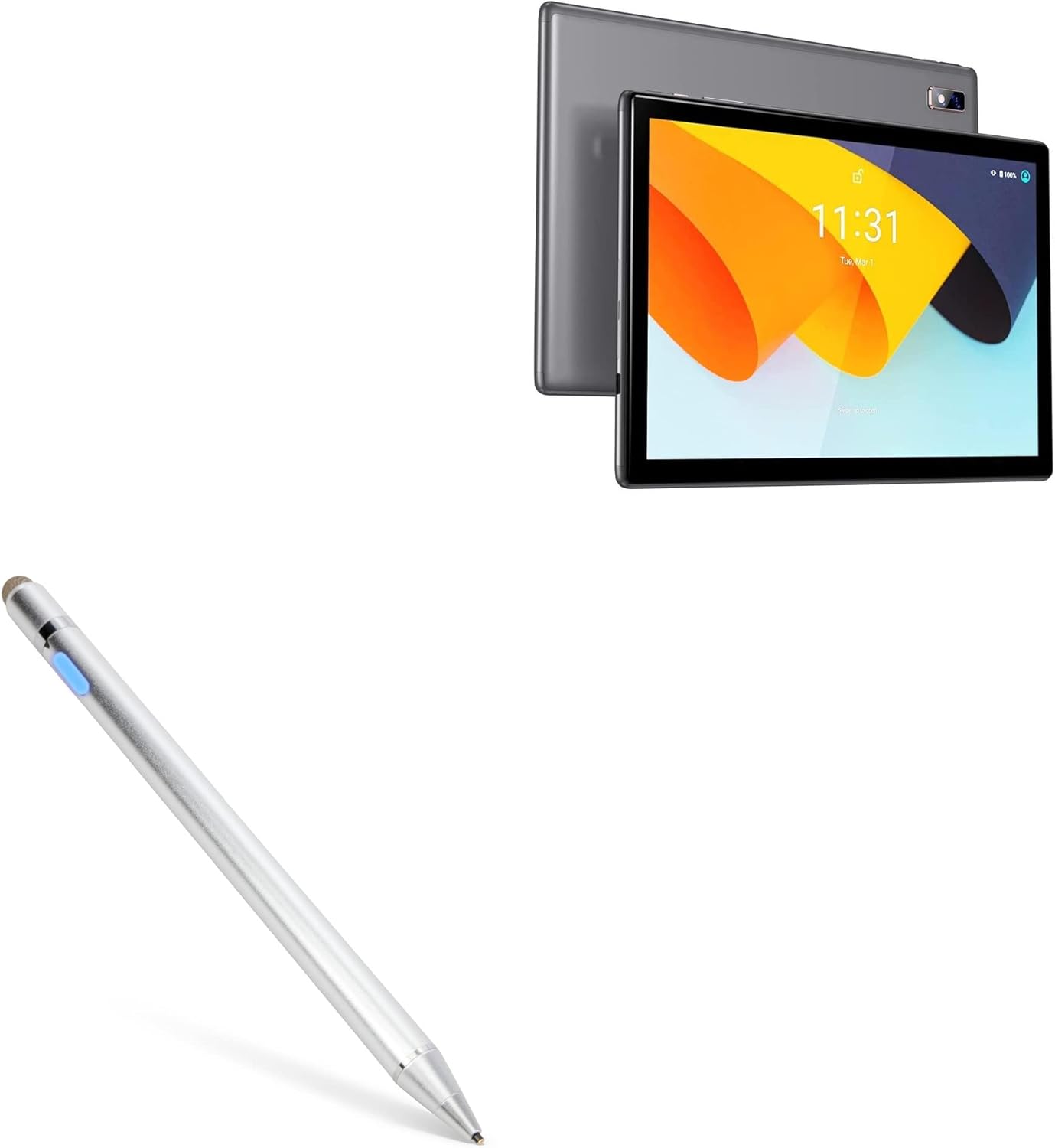 BoxWave Stylus Pen Compatible with BYYBUO SmartPad A10 Tablet (10.1 in) - AccuPoint Active Stylus, Electronic Stylus with Ultra Fine Tip - Metallic Silver