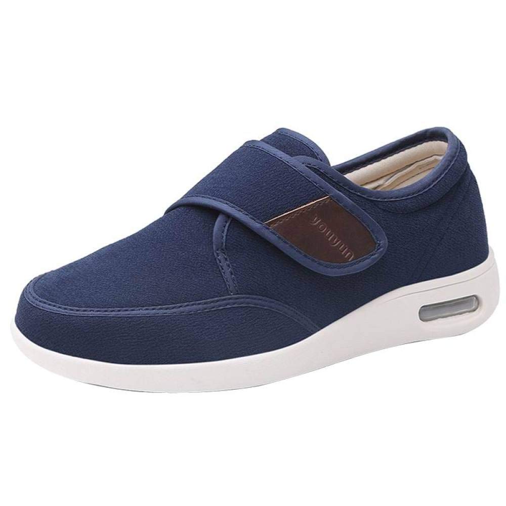 Nwarmsouth Slippers for Swollen Feet Edema,Loose foot fat diabetic shoes, adjustable shoes for the elderly-UK9.5_dark blue,Wide-Fitting Touch Close Shoe