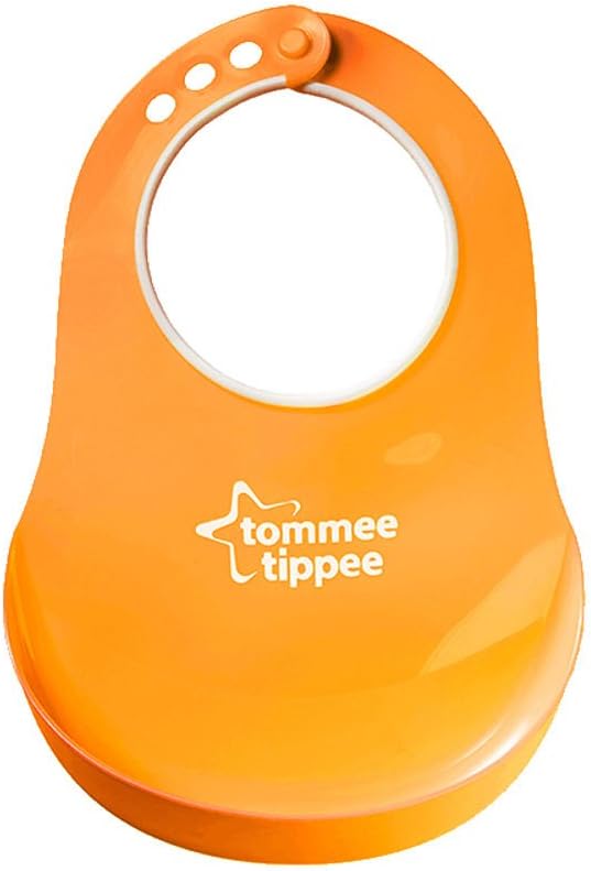 Tommee Tippee Baby Feeding Bib Comfi Neck Catch All Bib Pelican Plastic Orange