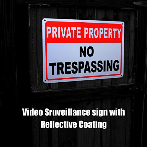 Abuff Private Property Sign, 10-Pack No Trespassing Aluminum Warning Sign - 10"X 7" .04"- Outdoor Use For Home Yard Business Driveway Alert, Reflective, Uv Protected & Waterproof #TOP5