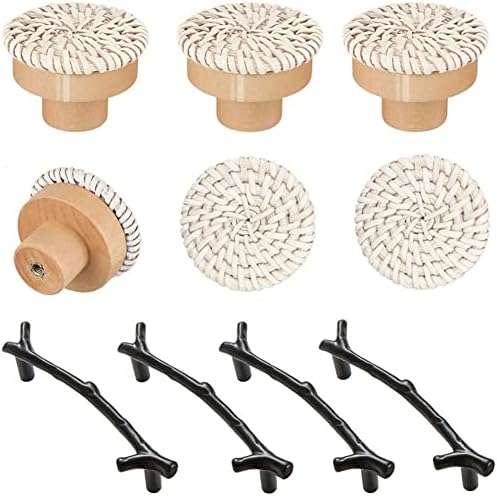 Twig Branch Cabinet Knobs Boho Rattan Dresser Knobs for Girls 10 Pcs