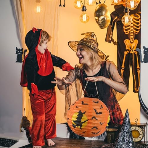 4 Stück Halloween Laterne Outdoor, Halloween Deko Papierlaterne Kinder – Bild 3
