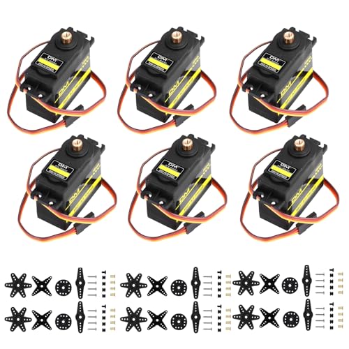 diymore 6 STÜCKE Metall Getriebe Digitaler Servomotor Volles Kupfer Drehmoment bei hoher Servo für RC Hubschrauber Flugzeug Auto Boot Robotersteuerung [ Nur geeignet für Personen über 16 Jahre ]
