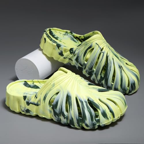 Image of Monstera Slippers, Variegated Monstera Shoes, Non-Slip Soft Lightweight Bathroom Slides Unisex