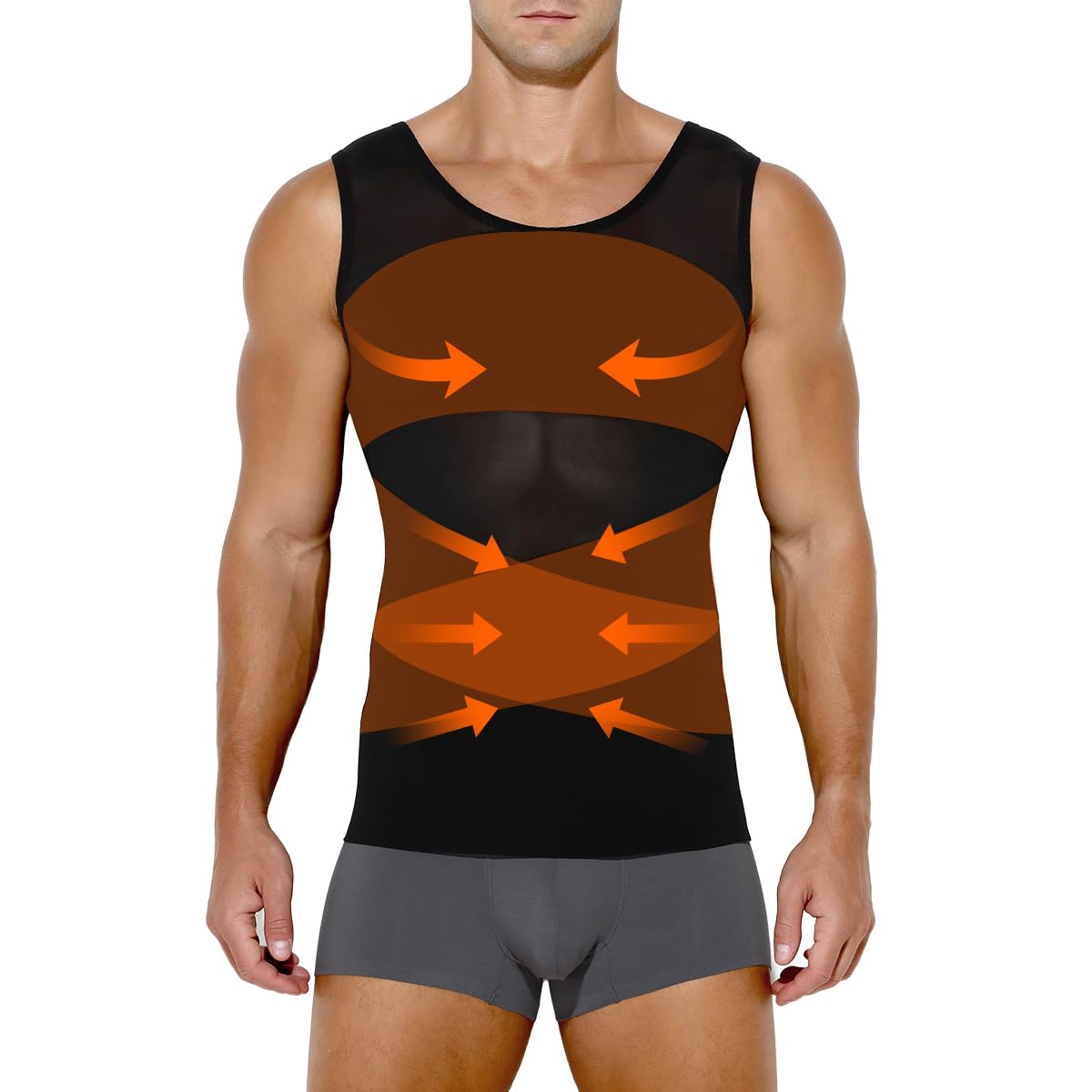 Casey Kevin Shapewear Herren Kompressionsshirt Elastische Bauchweg Unterhemd Herren Body Shaper Tank Top Ärmellos Compression Shirt
