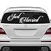 (70 x 24 cm-Just Married en vinyle Motif voiture de mariage Inscription citation de film décoratif Autocollants pour vitres arrière de voiture de miroir aléatoire en cadeau inclus